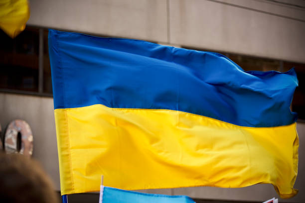 istock The Ukrainian flag flying. 1382348387