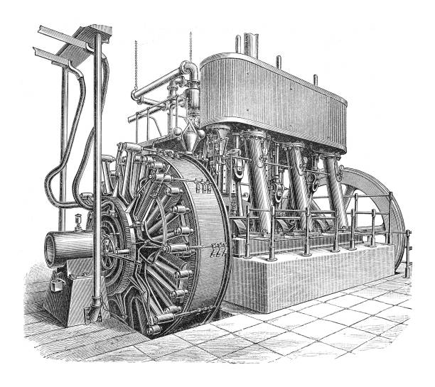 ilustrações de stock, clip art, desenhos animados e ícones de electricity machine (direct current) - vintage engraved illustration - thomas alva edison museum