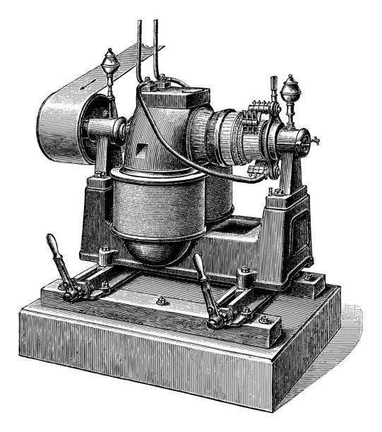 電気機械(直流)-ヴィンテージ刻みイラスト - thomas alva edison museum点のイラスト素材／クリップアート素材／マンガ素材／アイコン素材