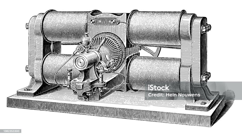 Electrical Machine Figure Electricity Machine Vintage Engraved Illustration Stock Illustration ...