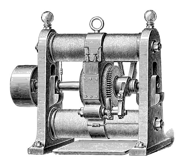 ilustrações de stock, clip art, desenhos animados e ícones de electricity machine (dynamo electric by gramme) - vintage engraved illustration - thomas alva edison museum