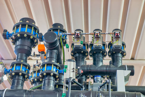Industry. Reverse osmosis system for water drinking plant. Water purification system, industrial environment