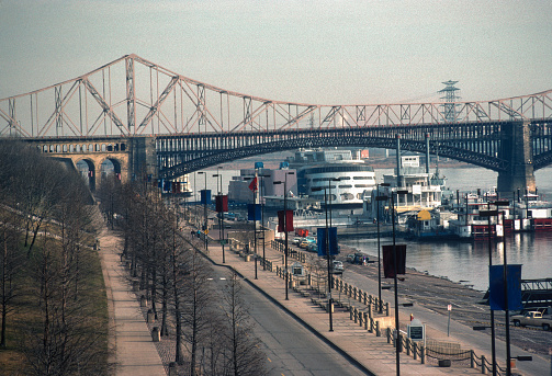 Gateway Arch NP - Eads Bridge & Riverfront 1992. Scanned from Kodachrome 64 slide.