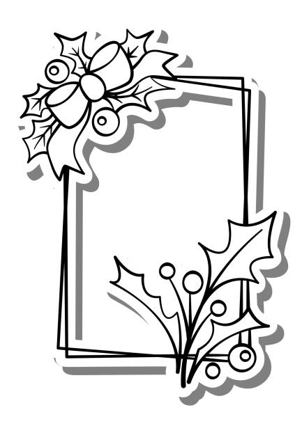 ilustrações, clipart, desenhos animados e ícones de quadro de natal ff204 - craft ribbon flower black