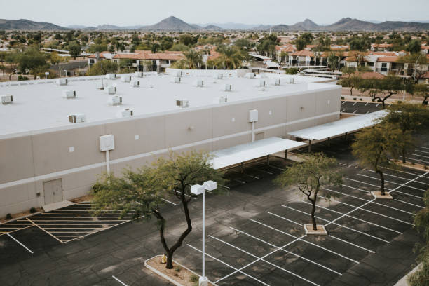 istock A commercial building with air conditioning units on top 1382378825