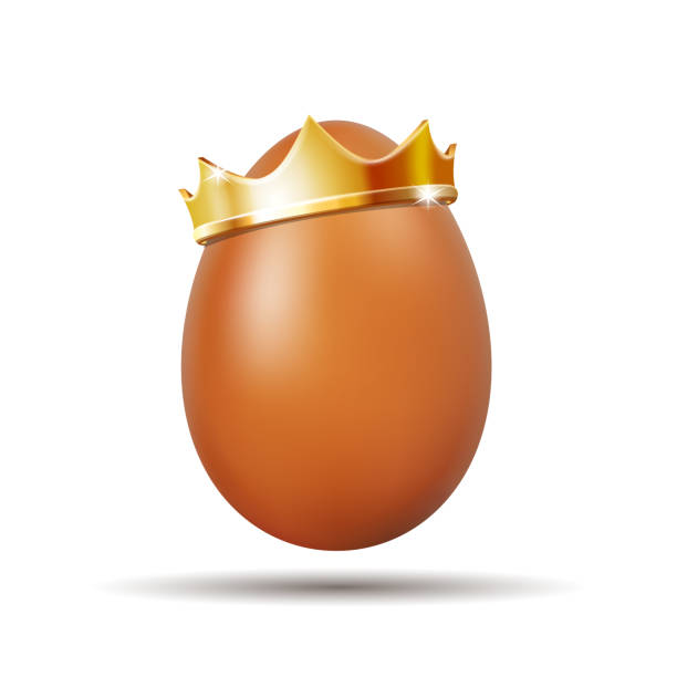 istock Realistic egg with golden crown for design flyer, corporate template, brochure. 1382381155