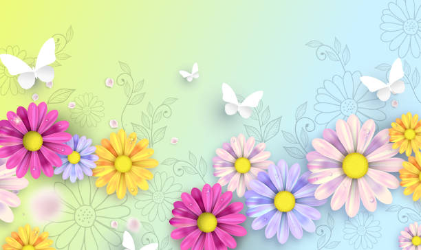 ilustraciones, imágenes clip art, dibujos animados e iconos de stock de fondo de primavera - meadow summer backgrounds panoramic