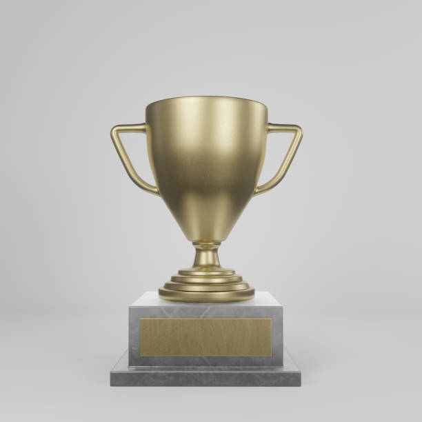 istock Champion gold trophy cup isolated on white background. 3d rendering 1382384501