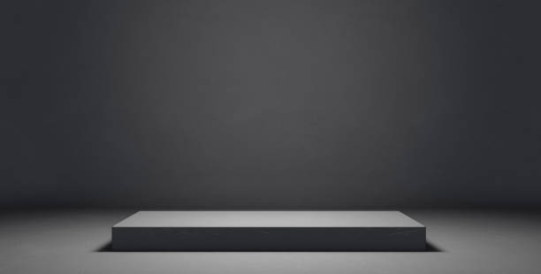 istock Rock Stone Podium Platform Gray Abstract Background Showcase Concept 3D Rendering 1382384632