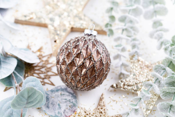 istock New Year celebration and Christmas background, Christmas decorations top view. 1382386892