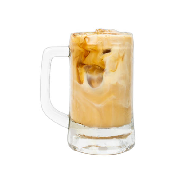 istock Iced coffee on glass cup isolated  white background 1382387057