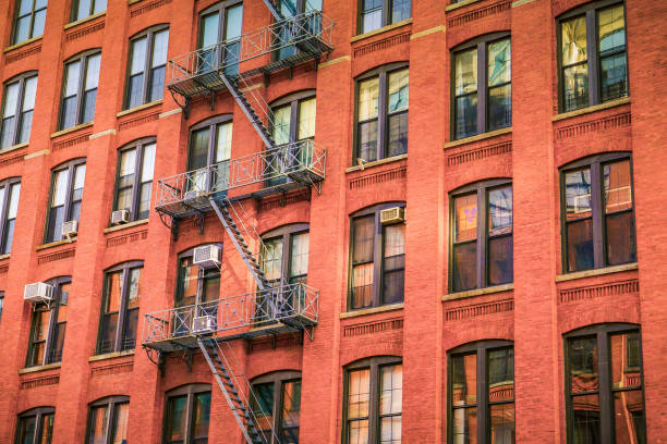 New York facade Windows of New York dumbo new york photos stock pictures, royalty-free photos & images