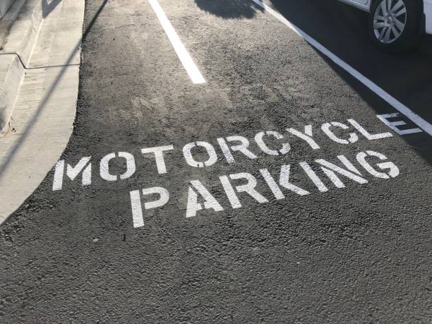 istock Fresh painted asphalt Motorcycle Parking 1382402762