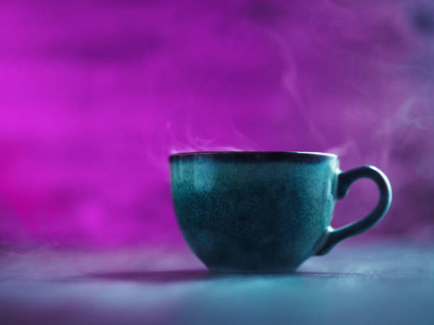 Coffee cup smoke, purple dark background