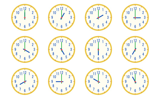 Circular design clock vector illustration set material.
