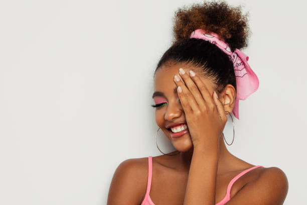 istock Beautiful afro woman with bright make-up 1382452197