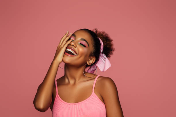 istock Beautiful afro woman with bright make-up 1382452844