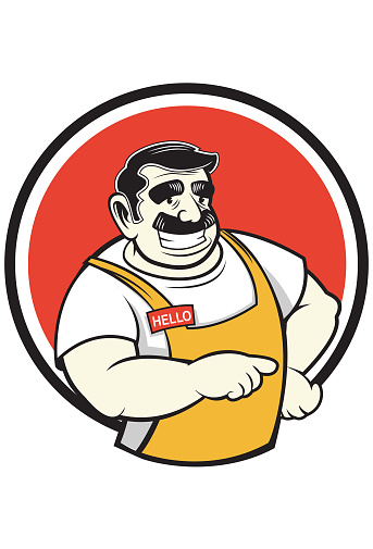 Dave illustration is great for pizza, chef, dinner icon or mascot.