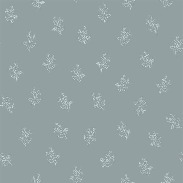 istock Vector green and gray illustration. Floral seamless pattern. Bouquet of wild flowers. Hand drawn flower field. Simple flowers. Flowering heads of field chamomile. Outline drawing. 1382471156