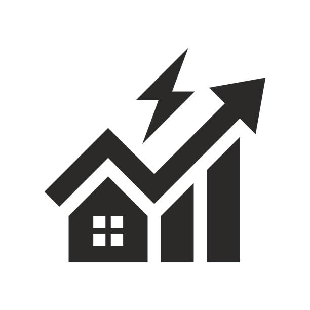 illustrazioni stock, clip art, cartoni animati e icone di tendenza di icona dell'elettricità. il prezzo dell'energia aumenta. costo della vita. - fuel consumption