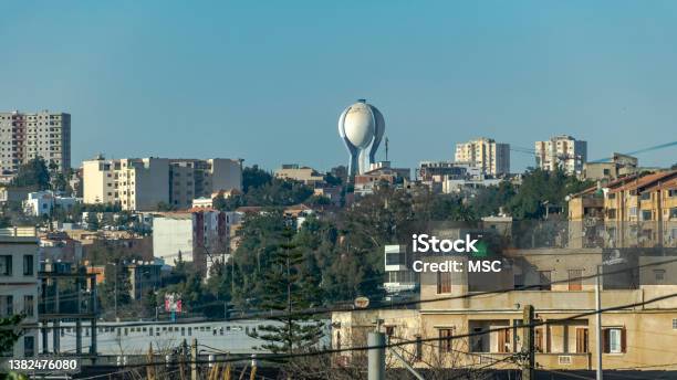 Water Tower Of Seaal Distribution And Sanitation In Birkhadem Stock Photo - Download Image Now