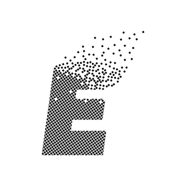 Letter E Animated Pixel Dot Logo. Capital Letter Pixel Upwards.