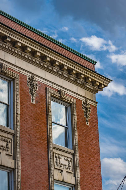 istock Old fashion building architecture, bright day light, brick house. 1382489037