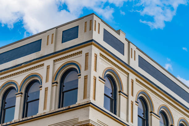 istock Old fashion building architecture, bright day light, brick house. 1382489562