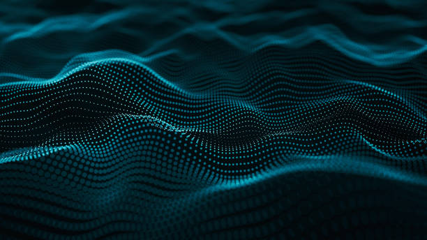 Abstract information structure wave background Abstract information structure wave background - 3d rendered image. Hologram view, physical process. Futuristic AI, AR, VR technology concept. radio wave stock pictures, royalty-free photos & images