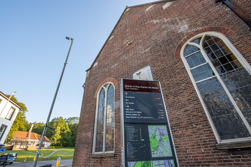 Church of King Charles the Martyr at Royal Tunbridge Wells in Kent, England, with a street map visible.