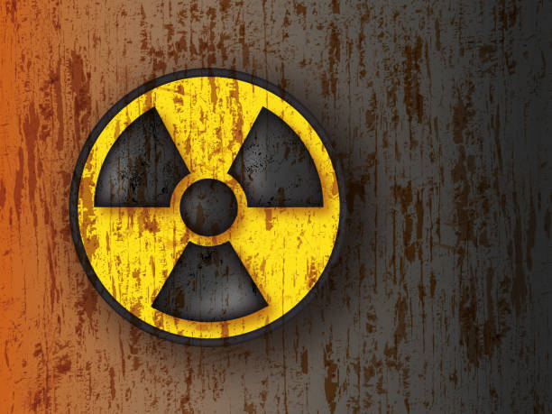 радиоактивный предупреждающий желтый круглый знак - radioactive stock illustrations
