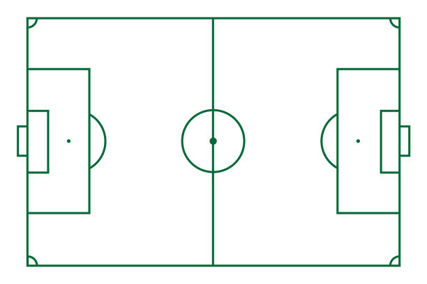 widok z góry na zielone boisko do piłki nożnej lub boisko do piłki nożnej - soccer field stock illustrations