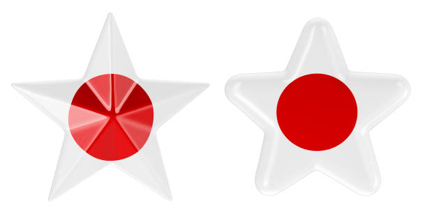 Stars with Japanese flag, 3D rendering isolated on white background