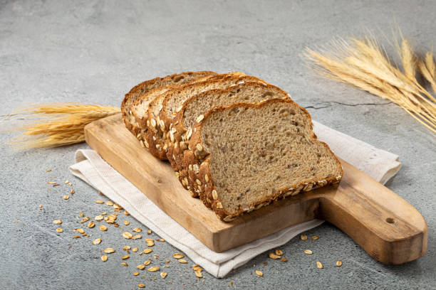Wholemeal bread on the table. stock photo