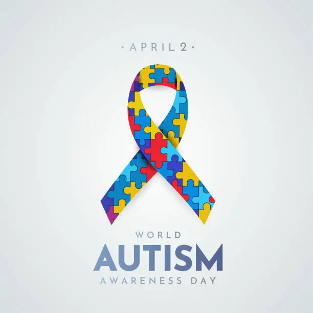 Vector illustration of World Autism Awareness Day poster, April 2. Vector
