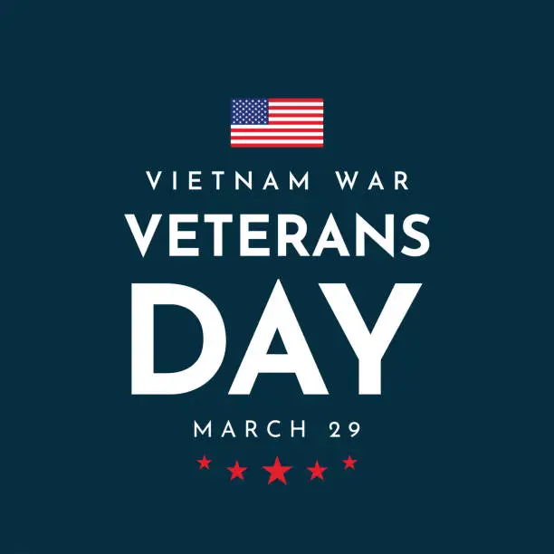 Vector illustration of Vietnam War Veterans Day poster with USA flag. Vector