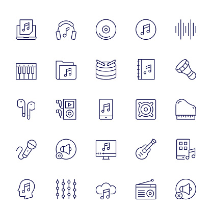 Music Vector Style Editable Stroke Line Icons