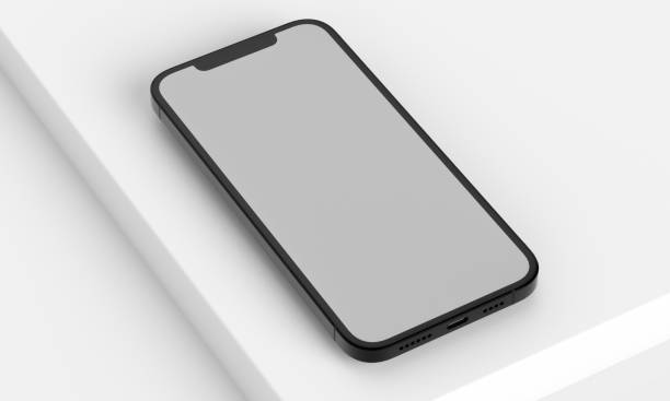 istock llustration 3d render of isometric rectangles simulating a telephone in a 3d space with blank spaces. From different perspectives and views to help rock up for applications. iPhone 1382536709