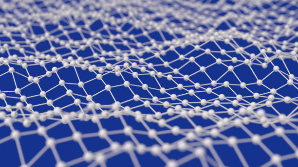 istock White deformed mesh, blue background. Abstract illustration, 3d, render, close-up. 1382565687