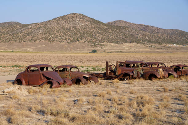 Free Stock Photo of Row of Abandoned Cars in Desert | Download Free ...