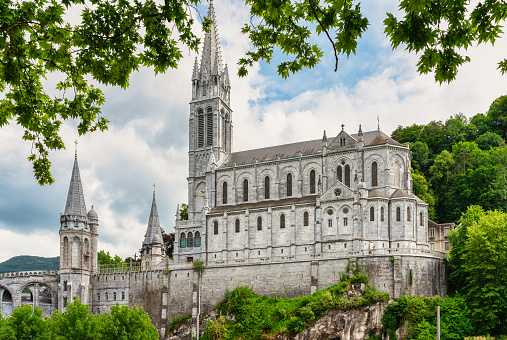 View of the Basilica of the Sanctuary of Our Lady of Loudes in France