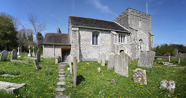 kościół anglia średniowieczny parish bramber - ancient past anglican building exterior zdjęcia i obrazy z banku zdjęć