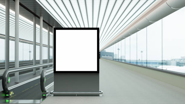 istock 3D Render. Blank billboard in corridor the airport. Useful for your advertising. 1382660204