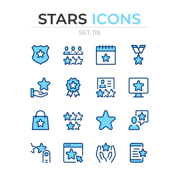 Stars icons. Vector line icons set. Premium quality. Simple thin line design. Modern outline symbols collection, pictograms. vector art illustration