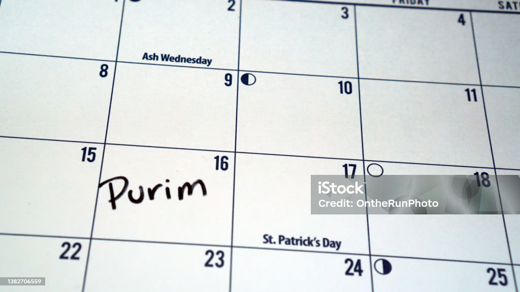 Purim Marked On A Calendar Stock Photo Download Image Now Calendar