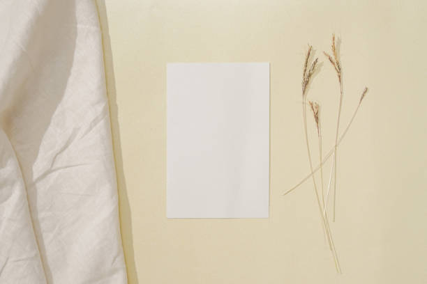 istock rustic blank cards on a fabric. a layout composition for a copy space background. minimalist flat lay mockup. 1382707568
