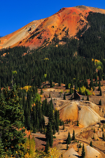 The historic Yankee Girl silver mine and surrounding Red Mountains from the 