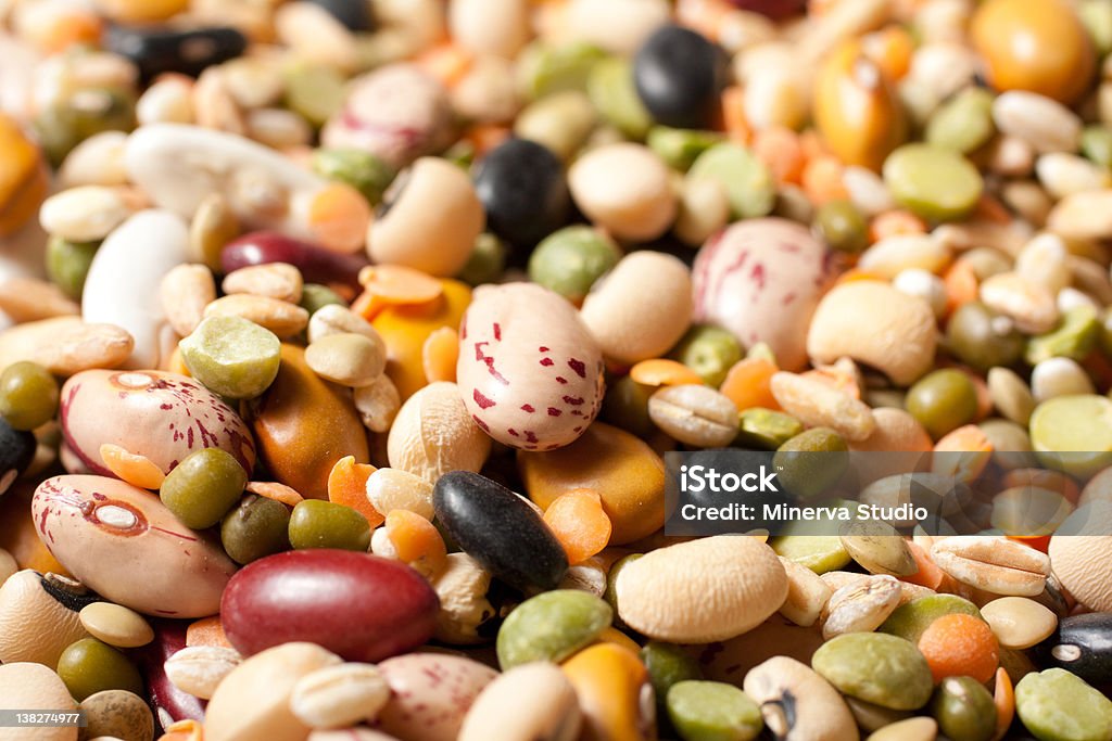 Mixture of dried beans Mixture of different type of colorful beans Bean Stock Photo