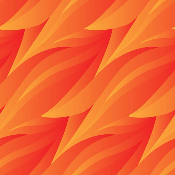 бесшовный узор с декоративным пламенем, напоминающим осенние листья. абстрактный фон с градиентными фигурами красно-оранжевого цвета. век� - abstract autumn backgrounds beauty stock illustrations