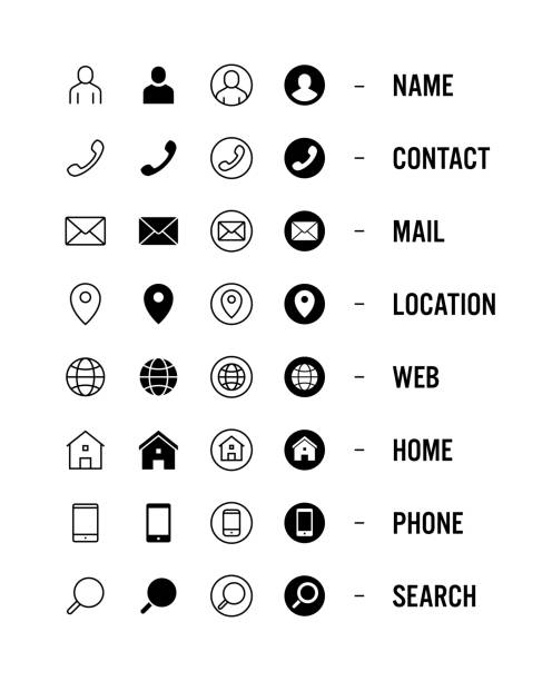 명함 아이콘 세트입니다. 격리된 흰색 배경의 벡터입니다. - connect stock illustrations